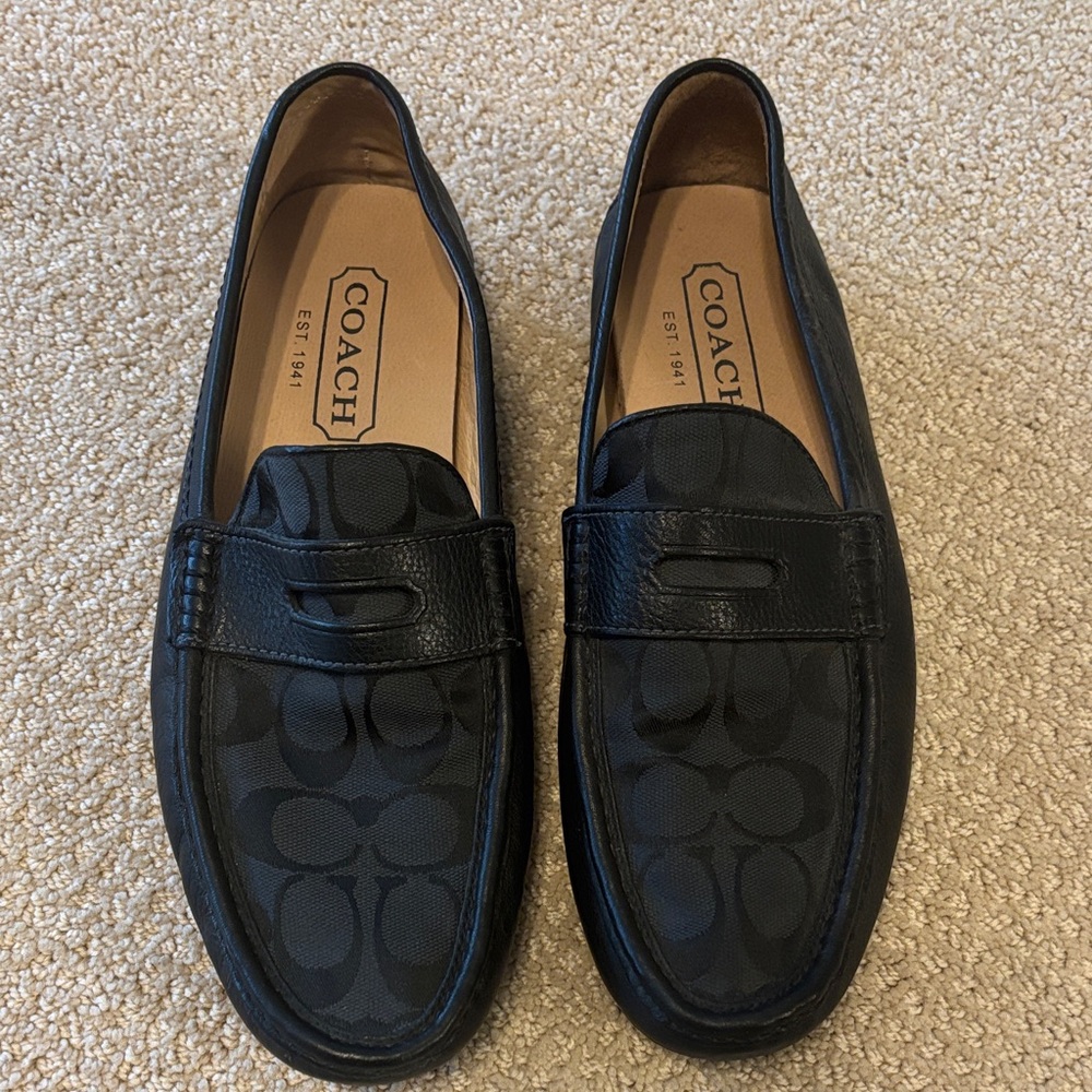 Coach Men's Black Signature Penny Loafers